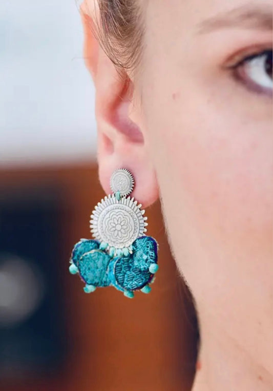 silver silk earrings